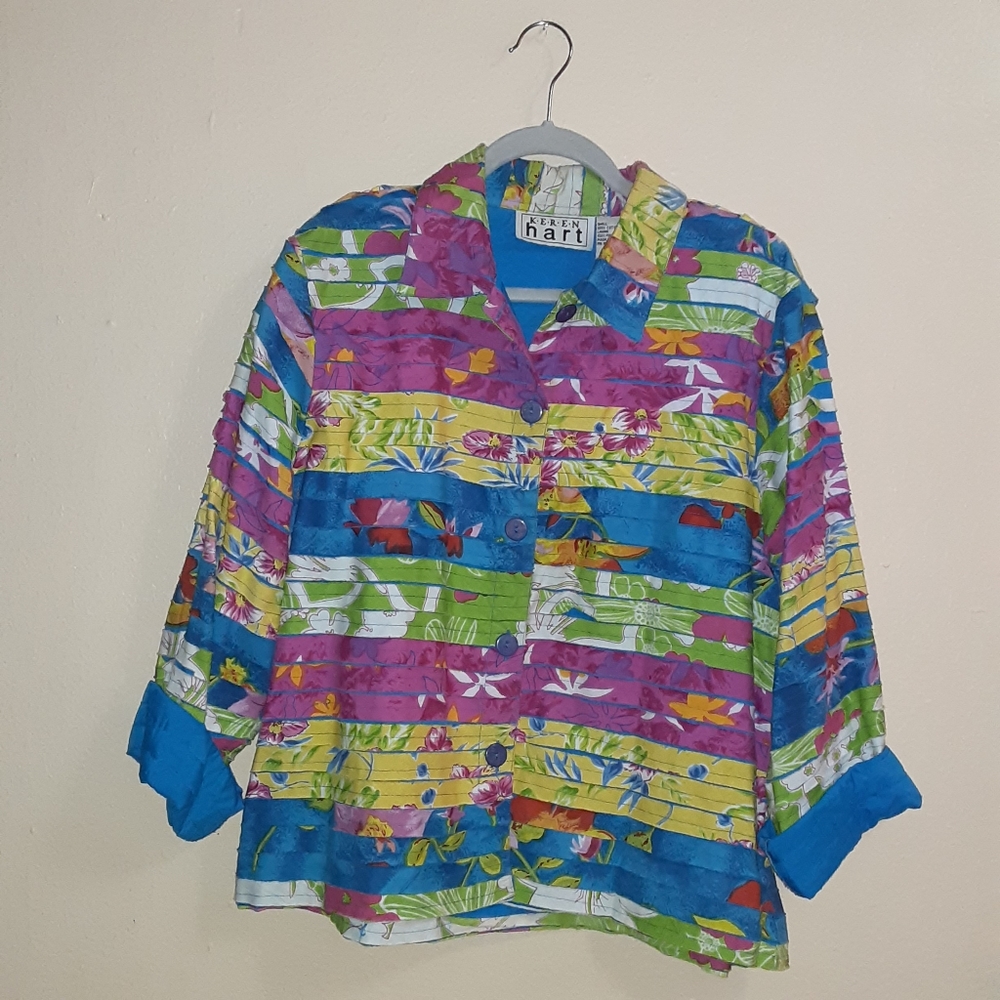 FUN Karen Hart Quilted Tropical Jacket Size L